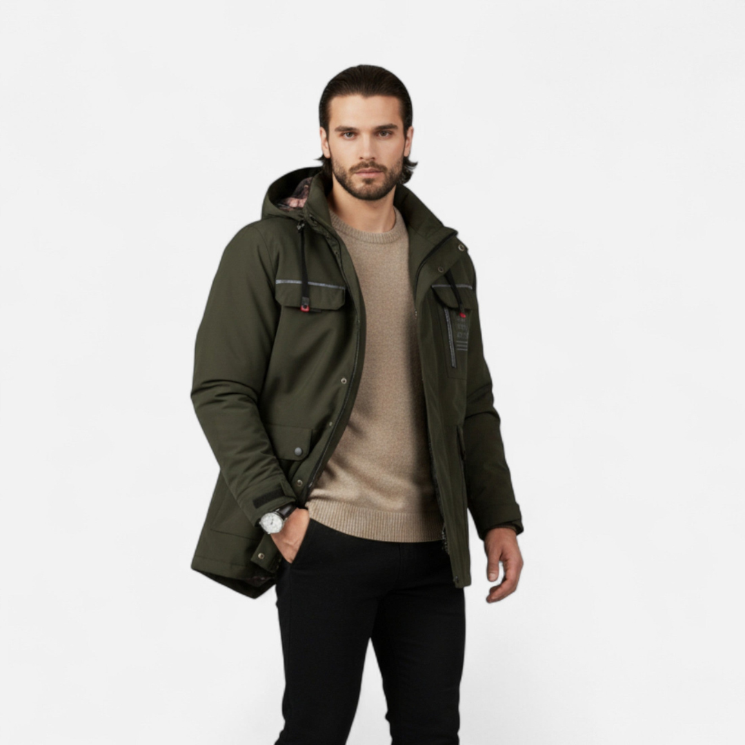 Men’s Minimal Zip Hooded Jacket – Clean Form, Modern Utility