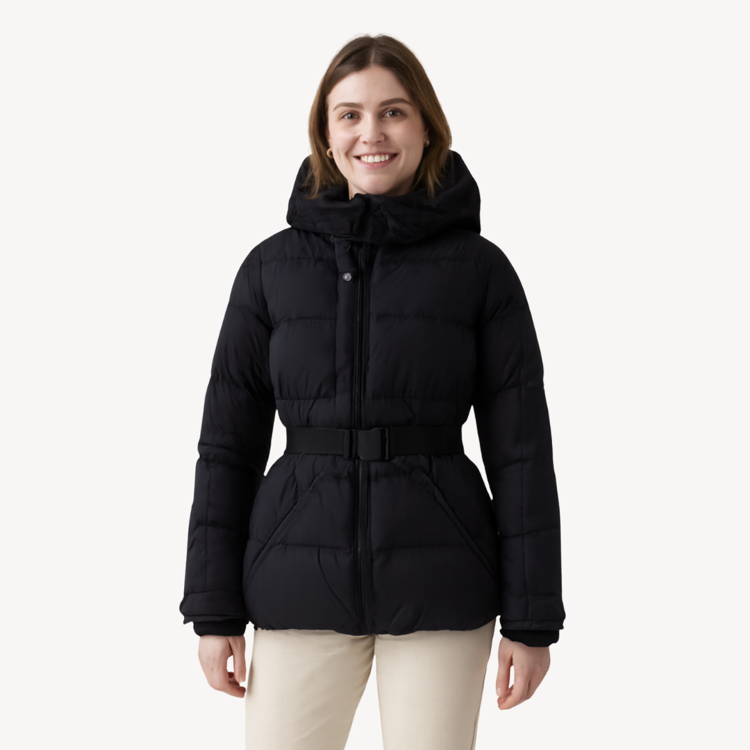Women’s Quilted Belted Hooded Jacket – Defined Shape, Contemporary Style