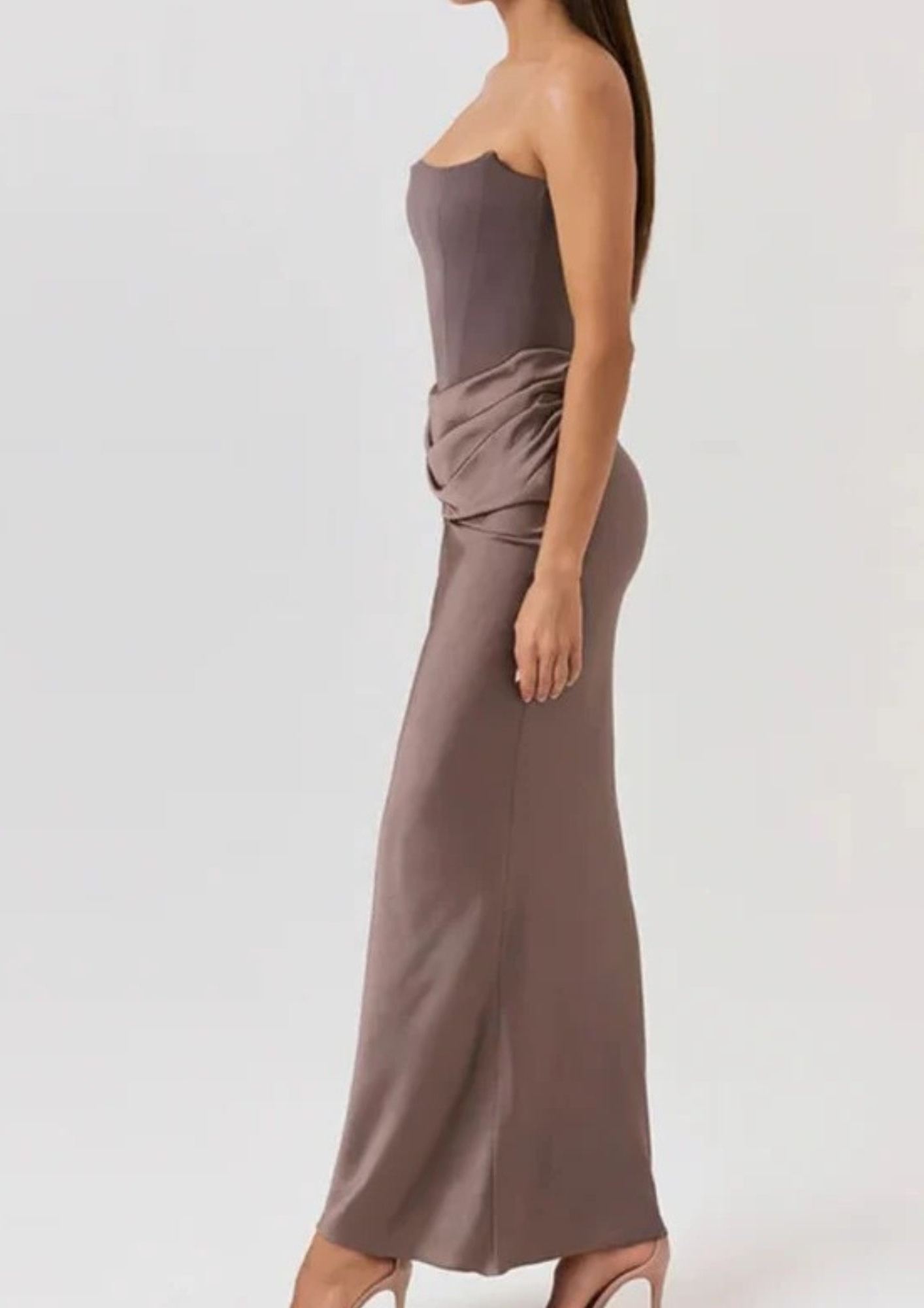 Women’s Strapless Floor-Length Maxi Dress with Minimalist Formal Design