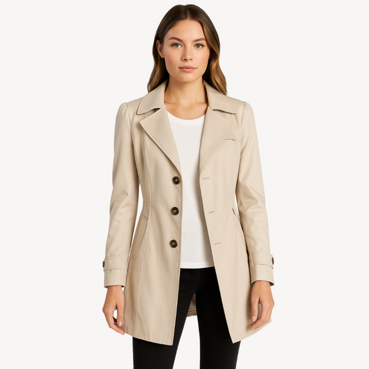 Women’s Longline Buttoned Trench Coat – Polished, Versatile Layer
