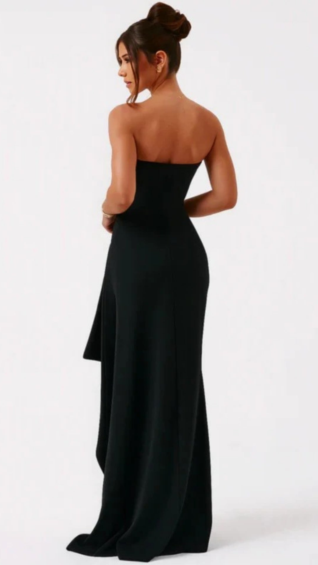 Women’s Strapless Maxi Dress with High Side Slit for Elegant Evening Wear
