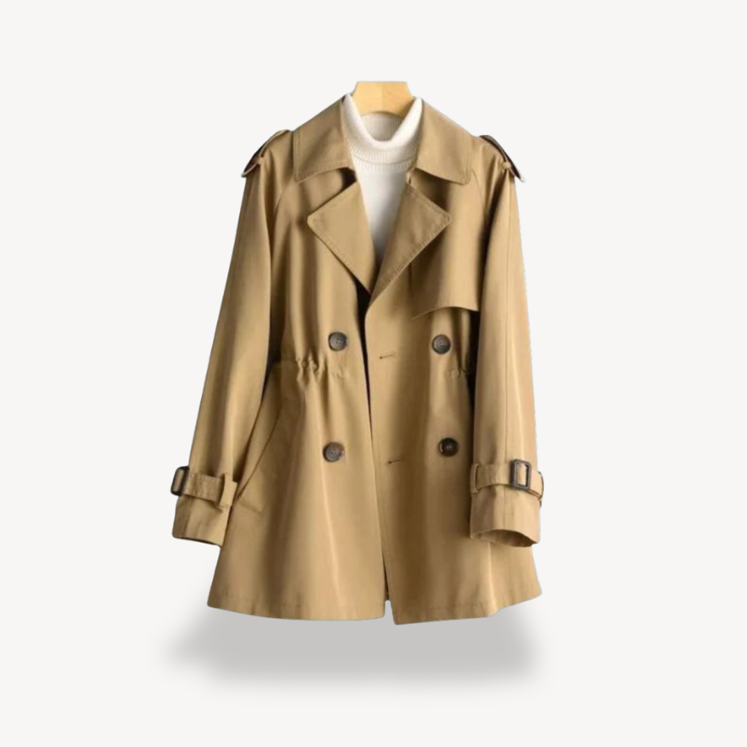 Women’s Tailored Double-Breasted Trench Coat – Elegant Longline Silhouette